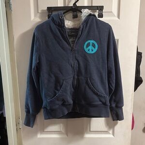 Women's Navy Hoodie with Peace Emblem